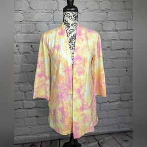 Isaac Mizrahi womens long sleeve geometric print open front cardigan sz xxs bb10